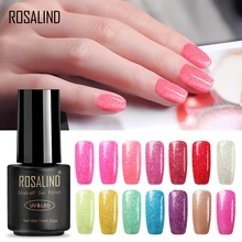 ROSALIND гель 1S 7 мл энергичный модный серебряный алмазный Гель-лак УФ светодиодный гель-лаки для ногтей Быстросохнущий стойкий с праймером