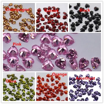 

MRHUANG Shine!4*4MM Zirconia Stone 300pcs/pack Grade AAA Color CZ Cubic Heart Shape DIY Beads For earring ring Jewelry
