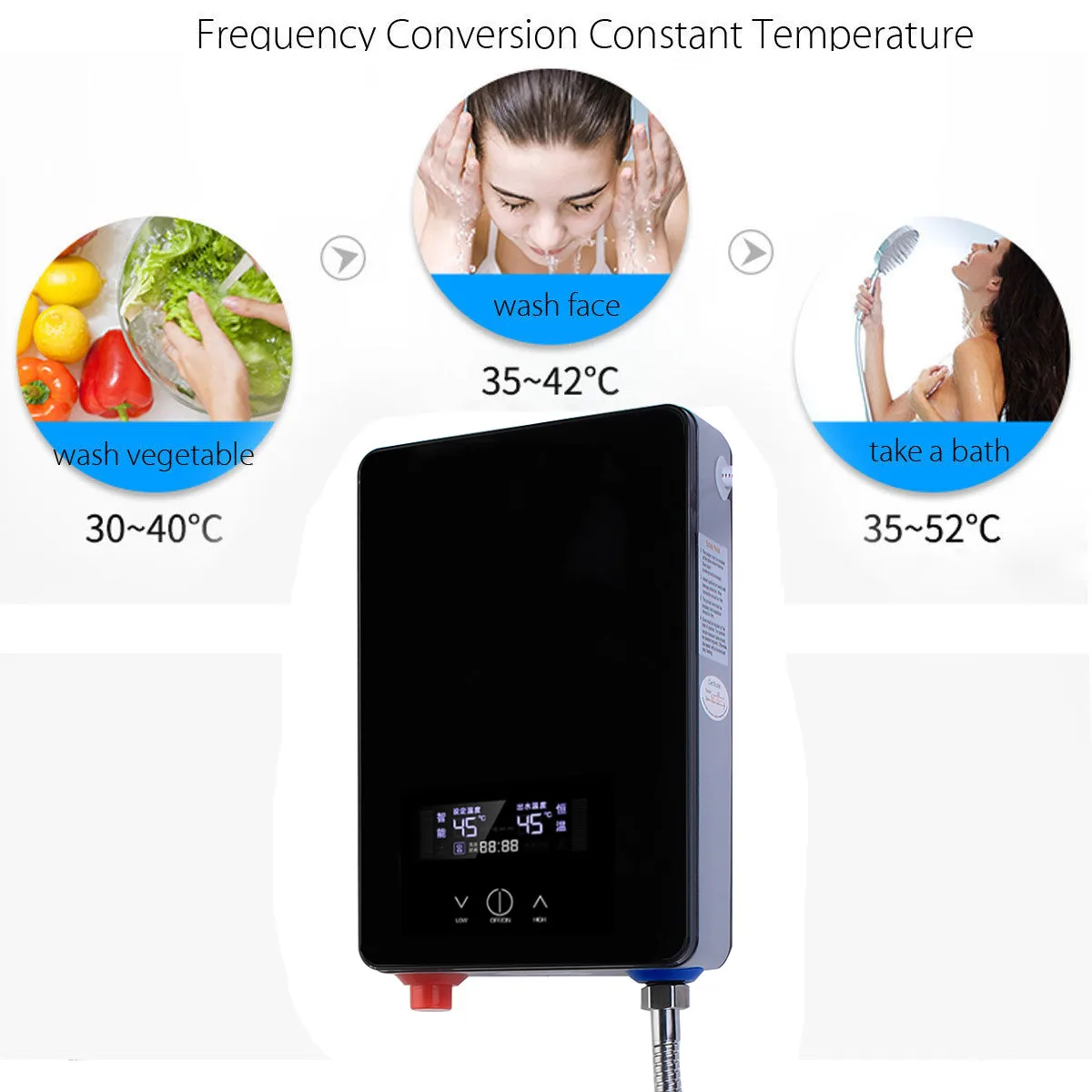 Электрический нагреватель горячей воды, мгновенный нагрев 220 В 6500 Вт, защита от перегрева, постоянная температура с душевой насадкой