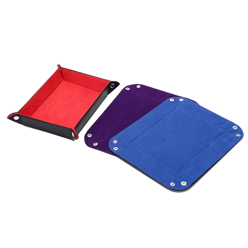 

PU Leather Foldable Storage Box Table Games Key Coin Box Quadrilateral/Rectangle/Hexagon Tray for Dice Tray Desktop Storage Box