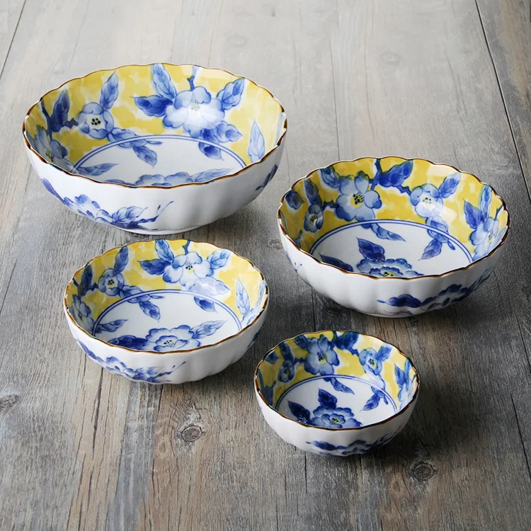 Made In Japan Sizes wave side ceramic bowls porcelain tableware flower