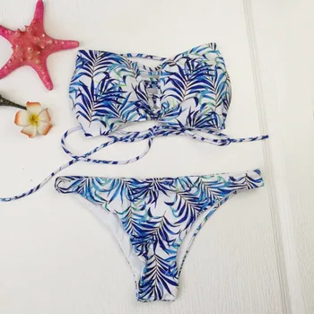 

blue and white porcelain printing Chinese wind separates personality high-quality foreign trade bikini