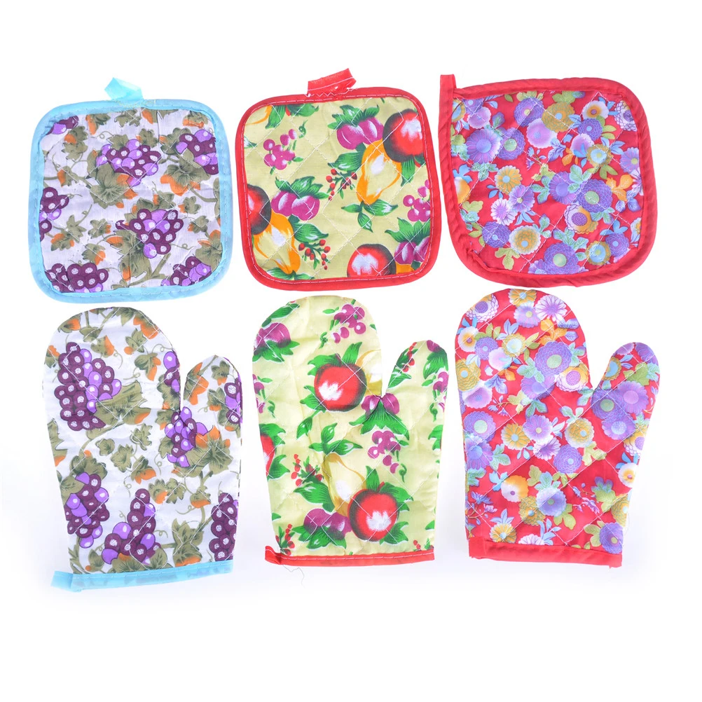 1Set Cute High Temperature Oven Glove Thickening Kitchen Cooking Microwave Oven Mitt Insulated