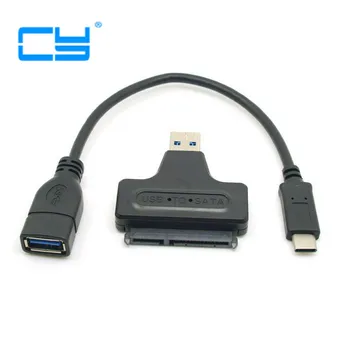 

1set USB 3.1 Type C USB-C to USB-A Female & USB 3.0 to SATA 22pin 7+15 OTG Data Adapter Cable for Macbook & Chromebook