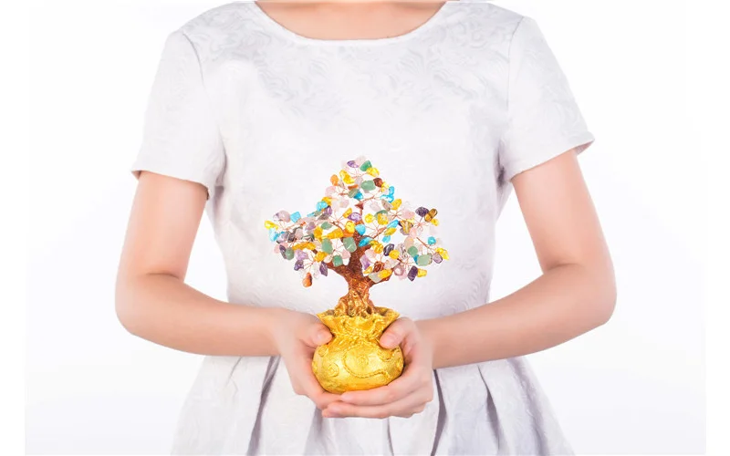 

Fashion Tall Mini Crystal Money Tree Bonsai Style Wealth Luck Feng Shui Bring Wealth Luck Home Decor Birthday Gift