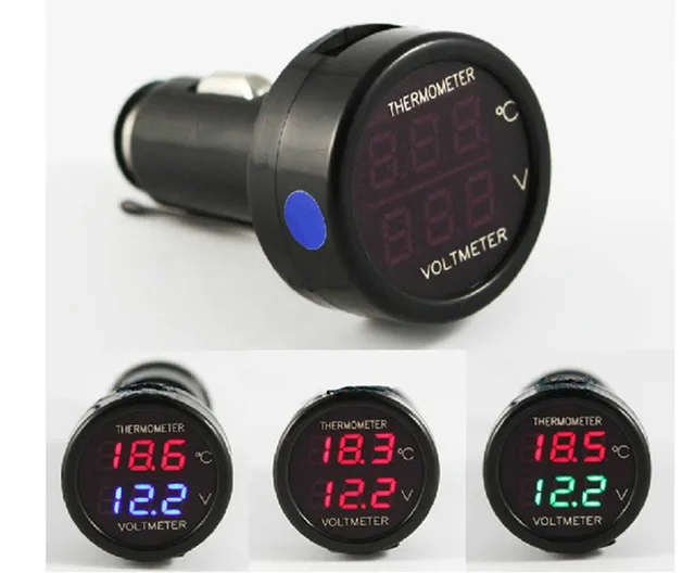 Car Battery Monitor 12v 24v Red Blue Green Dual Display Led Digital Car Battery Monitor 12v 24v Red Blue Green Dual Display Led Digital Thermometer Voltmeter Temperature Meter