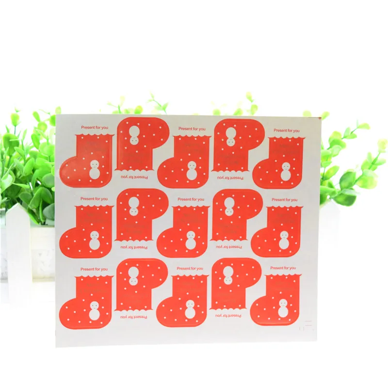 15pcs/sheet red christmas snowflake snowman socks decor seal sticker sealing paster gift packing seal cake box baking package