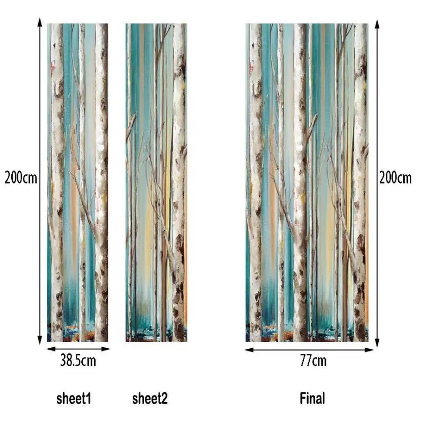3d Берёзовый Лес стикер «дерево» дверь декоративный самоклеющийся ПВХ водонепроницаемый стикер двери спальни s природа Adesivi на Porte W184