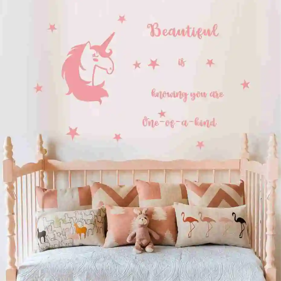 

Unicorn stars inspirational quotes Wall Stickers animal horse beautiful is knowing you are one of a kind decals for kids room