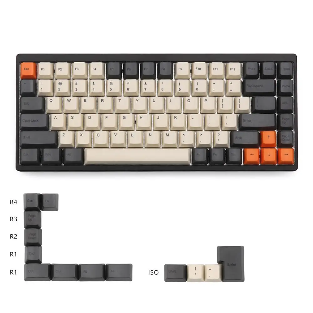 УГЛЕРОДНЫЙ краситель-sub keycaps OEM Профиль поддержка ISO макет для KBD75 механическая клавиатура