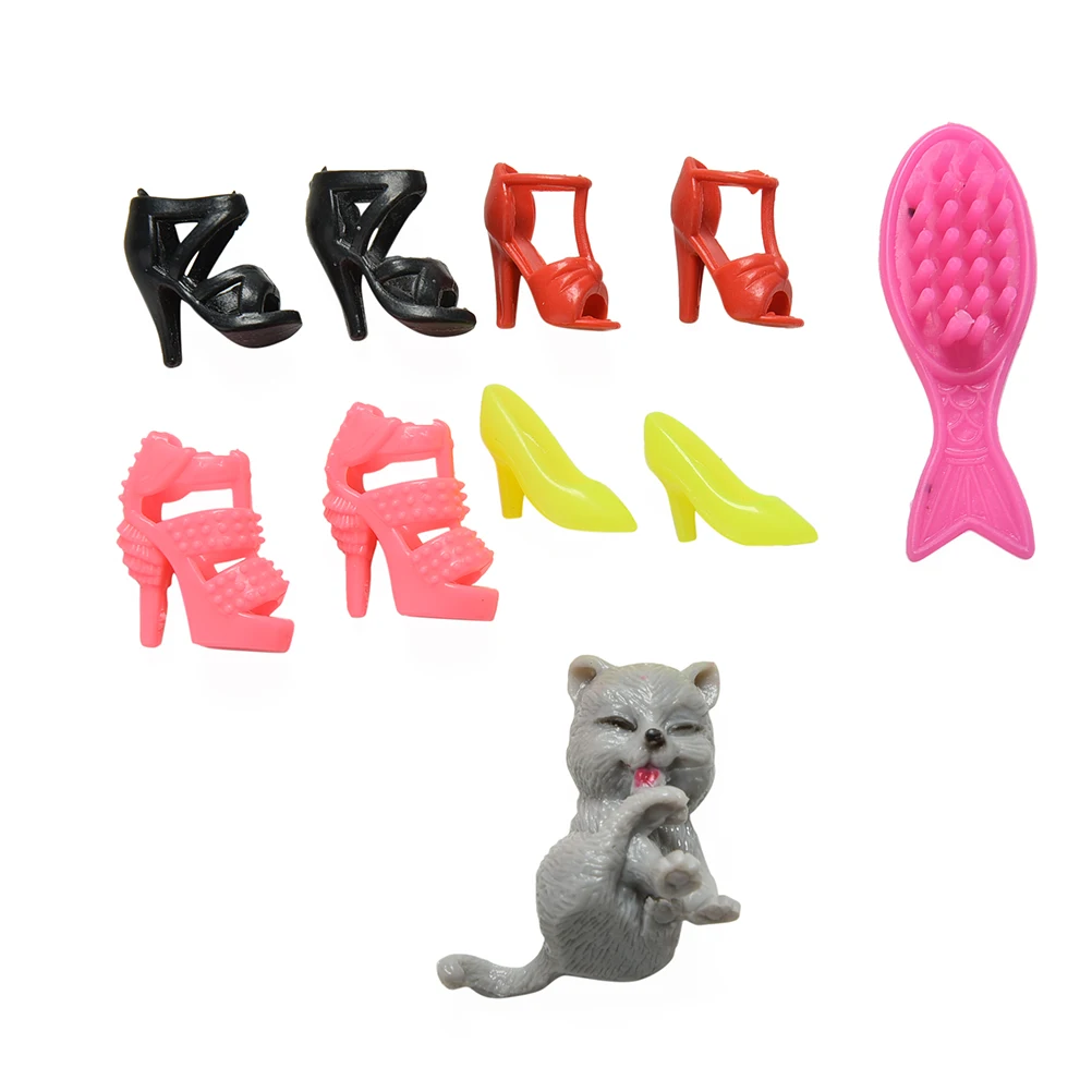 

10Pcs/Set Plastic Shoes Cat Fish Shape Comb For Doll Kids Toys Doll Accessories