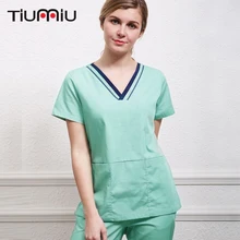 Новая мода медицинский костюм Хирургическая Одежда скраб наборы леди лето стоматологический домашнее животное больница салон красоты Рабочая одежда топ и брюки для женщин