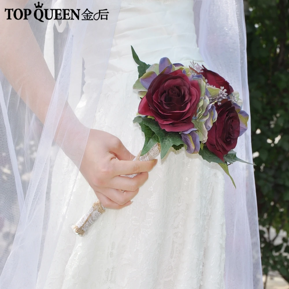 TOPQUEEN F25 Свадебный букет цветов невесты Ирис цветочный обруч Букет Свадебные аксессуары украшения Свадебный Буке
