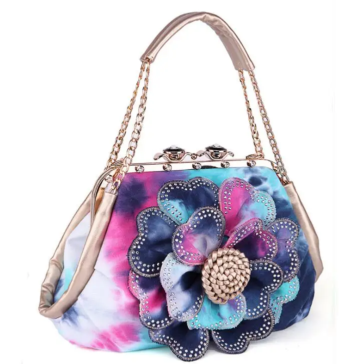 Новая дизайнерская женская сумка с цветными цветами, женская сумка-тоут, женская сумка-мессенджер, модная женская сумка через плечо, LB867 - Цвет: Золотой