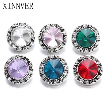 

10Pcs/lot Mix Color Rhinestone Style Metal 18mm Snap Button Bracelet For Women DIY Xinnver Snap Button Jewelry ZA617