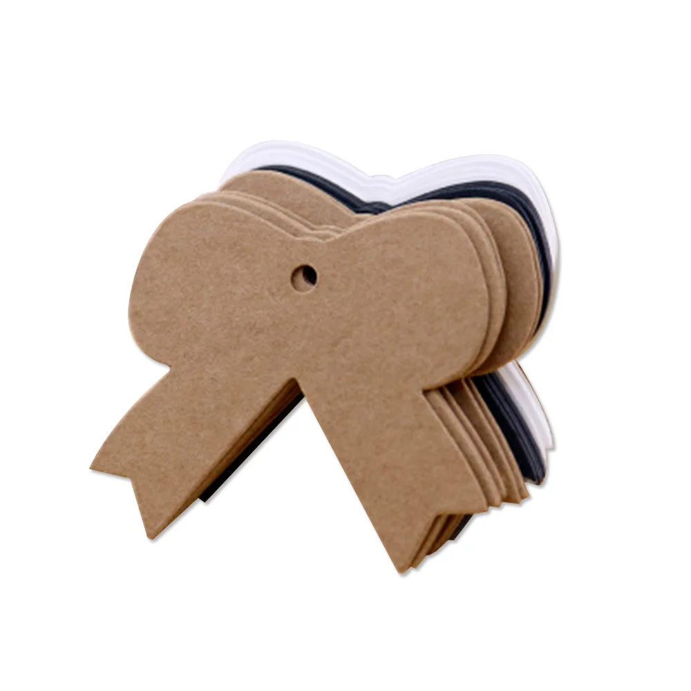 

100pcs/lot Kraft paper labels Bow tie small paper blank tag for clothing label for DIY handmade card without logo soap tag white