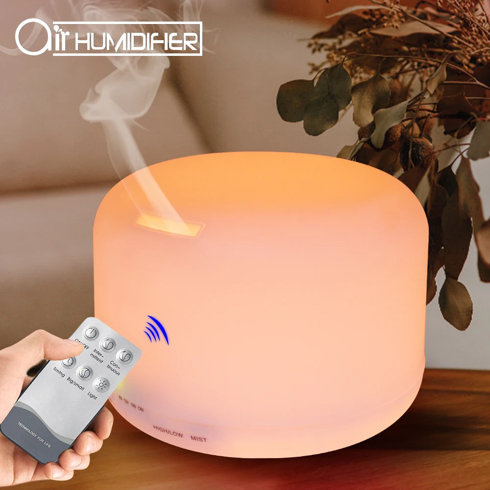 

500ml Air Humidifier Remote Control Aroma Oil Diffuser 7 LED Color Night Light Timing Humidification for Home Office 168