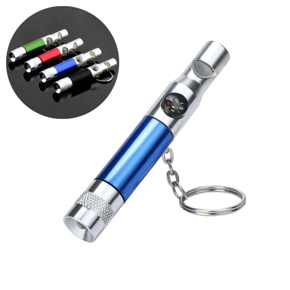 

3 In 1 Keychain Flashlight Compass Whistle Camping Survival Hiking Tool11.7
