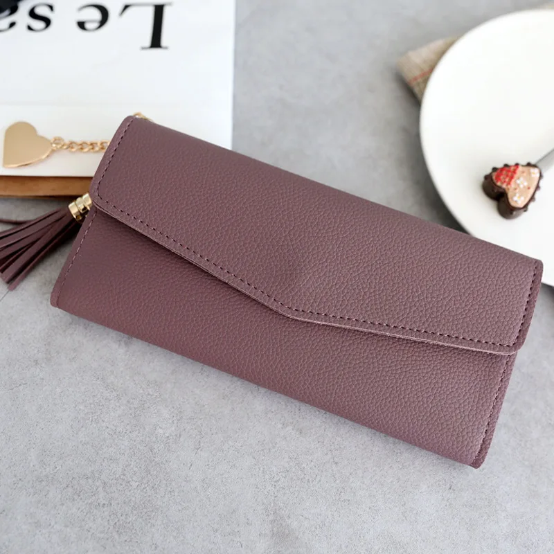 Тонкий женский кошелек SMILEY SUNSHINE, модная длинная сумочка на застежке, женские кошельки, тонкий большой кошелек для монет, Дамский кошелек, сумочка для денег - Цвет: purple red