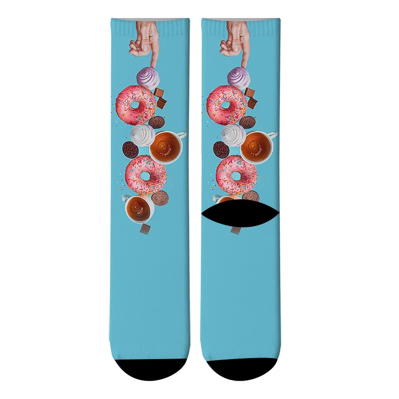 Funny Donut printed Running Socks Women's Men's Street funky Long Sock harajuku Fashion Popular Novelty Socks 8ZWL05 - Цвет: Style1