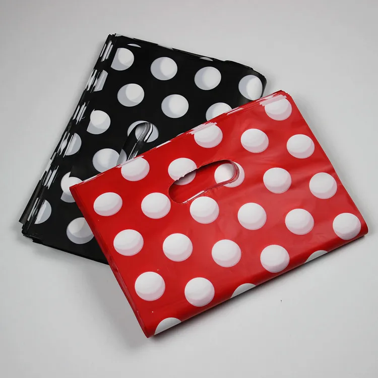 Красные или черные сумки для одежды, круговой дизайн пластиковый пакет 100 шт/партия 30X40 см подходит для одежды или подарочной упаковки сумки для покупок