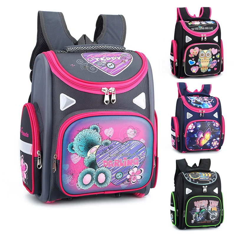

High Quality Fashion Style Girls School Backpacks For Boys School Bags Waterproof Personality Cartoon Bear Butterfly Backpack