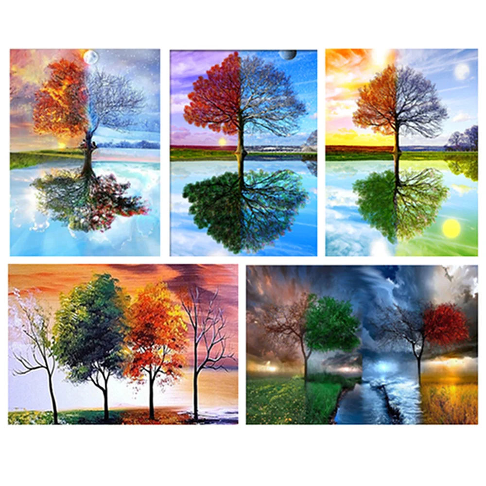 DIY Diamond Embroidery Four Seasons Tree Series Landscape Cross Stitch