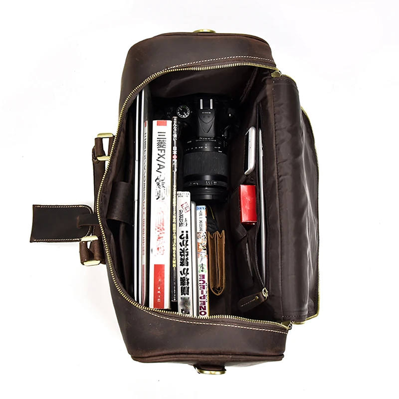 Pockets Show and Large Capacity of Leather Bag