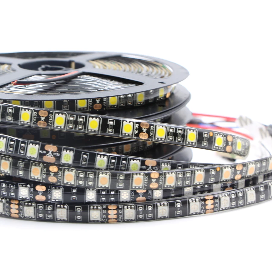 Светодиодная лента RGB 5050 SMD черная печатная плата самоклеящаяся светодиодная