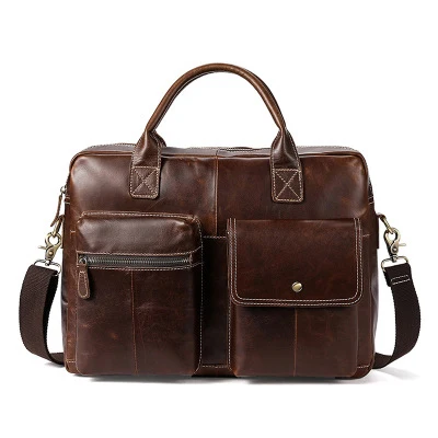 2018 New Business Men/'s Leather Handbag Briefcase Bag Laptop Shoulder Bags