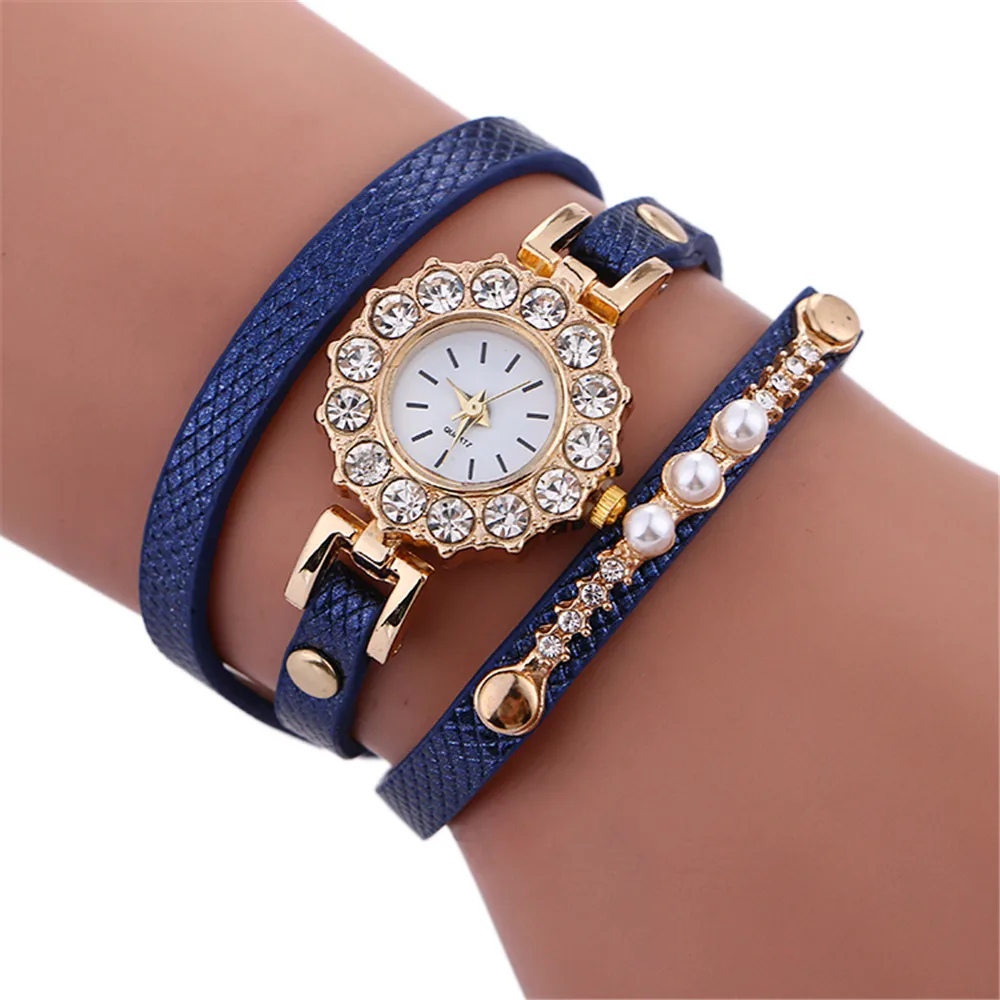 Thin artificial leather Band Women's watches Stylish Simplicity Crystal ...