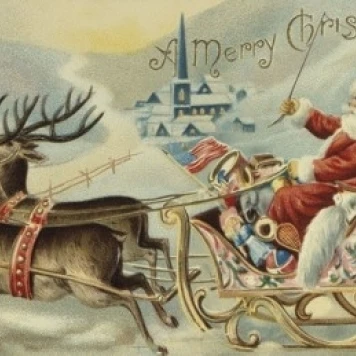 Santa in his Sleigh  Nostalgia Cards   Illustration Poster Print (18 x 24)