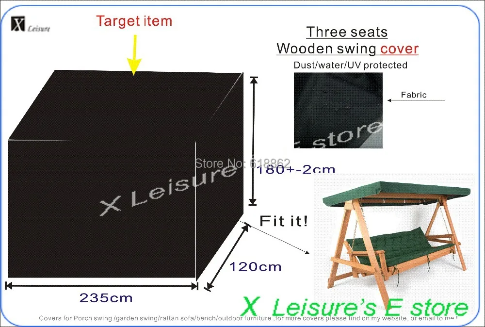 Garden 3 Seats Wooden Swing Cover Large Size