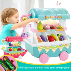 1 компл.. Для детей игрушка ролевые игры овощи фрукты магазин корзину ролевые игры мини подарок с легкой музыкой YH-17