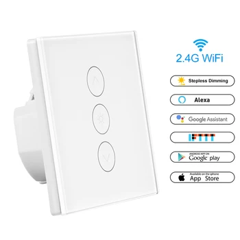 

Wifi Smart Wall Touch Light Dimmer Switch 1 Gang EU/UK/US Standard APP Remote Control Works with Amazon Alexa and Google Home