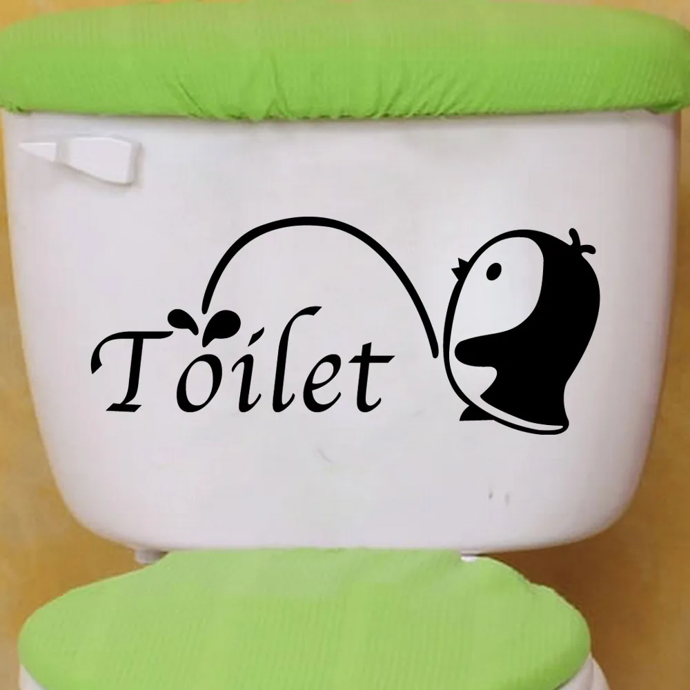 Cartoon Pattern Toilet Sticker Cute Home DIY Decoration Wall Decal