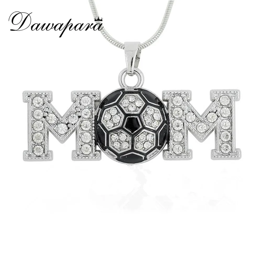 

Dawapara Football Mom Soccer Crystal Charm Necklace Pendant Sports Jewelry