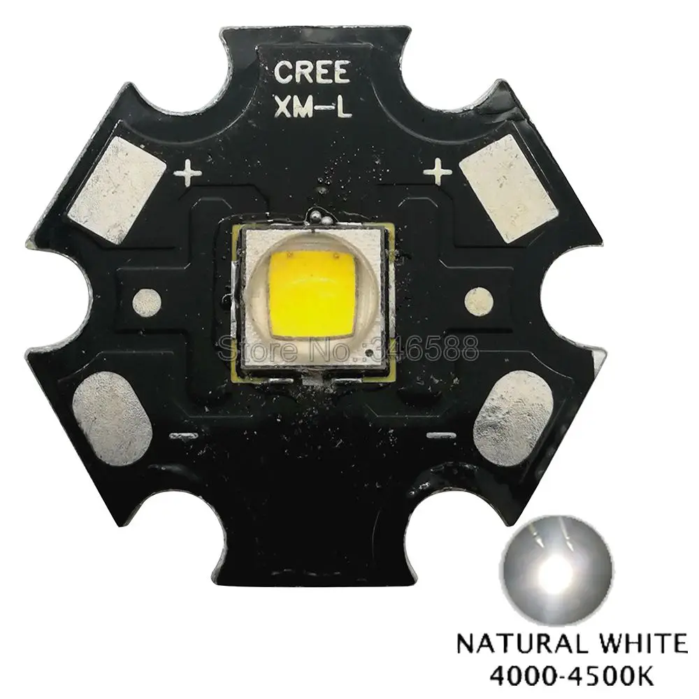 1x Cree XLamp XML2 XM-L2 T6 холодный белый нейтральный белый теплый белый королевский синий 10 Вт Высокая мощность светодиодный излучатель бисера 16 мм 20 мм Черный PCB - Испускаемый цвет: Neutral White