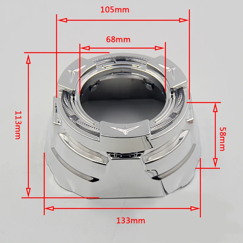  ROYALIN LED Car Projector Lens Shrouds For Mini Quadrod Masks 3.0 Inch White Daytime Running Light  - 32983052753