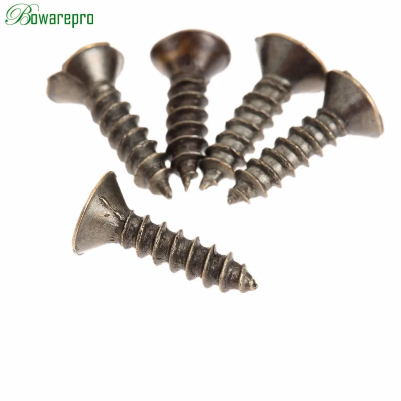 200pcs Bronze Tone 10x2.5mm Flat Round Head Screws Fit Hinges Recessed
