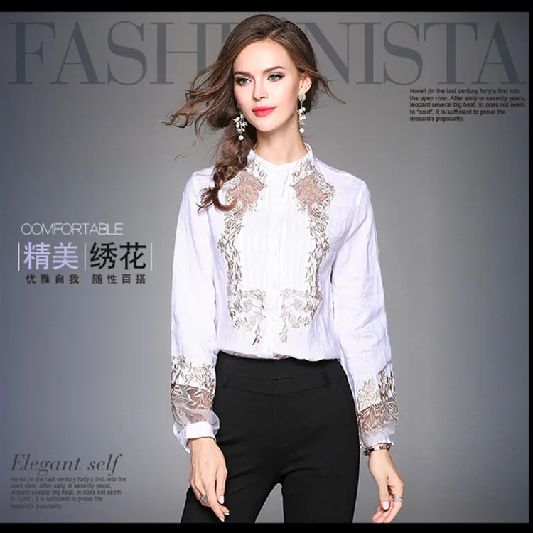 LARCI TDVICTORY Feminina Blusas Осень для женщин рубашка Топы корректирующие Модные вышивка
