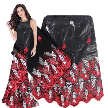 

High quality Bazin riche getzner embroidered 5 yards African net lace fabric 2 yards Bazin riche fabric for cloths b180704