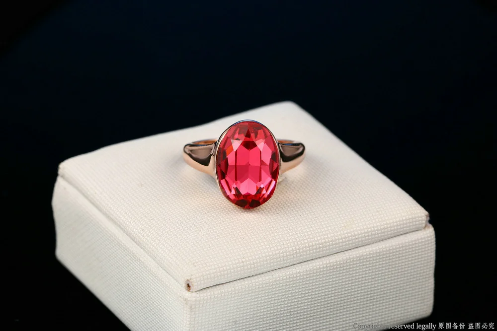 Двойное яркое кольцо с розовым фианитом, овальное кольцо, розовое золото, модное, с кристаллами, любовь, свадьба/помолвка, вечерние ювелирные изделия для женщин, подарок DFR223