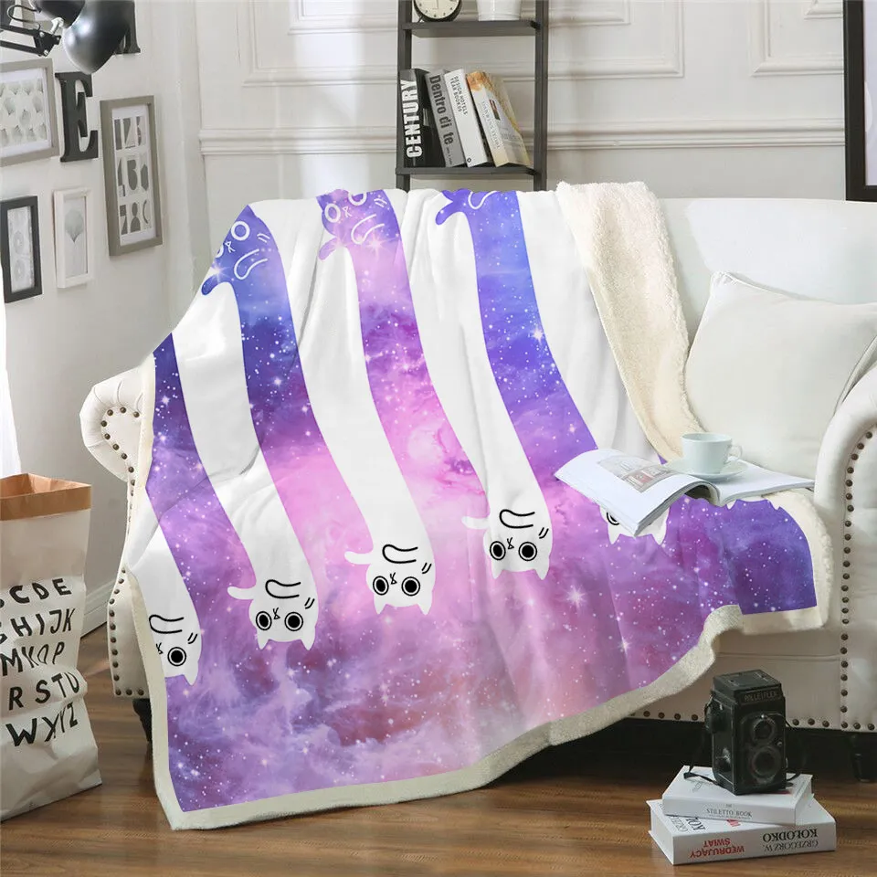 New Blue Galaxy Printed Velvet Plush Throw Blanket Bedspread for Kid Girl Sofa Sherpa Blanket Couch Quilt Travel Cover - Цвет: BZ064