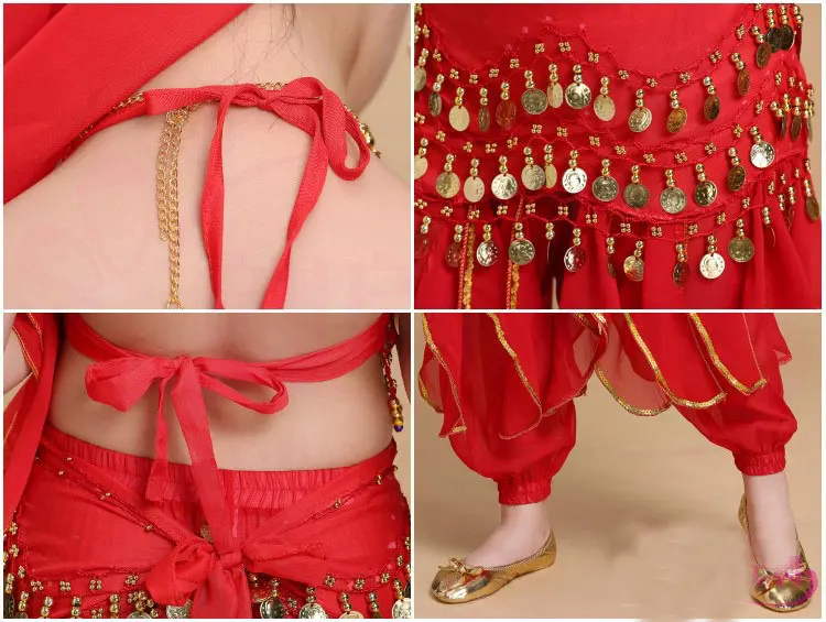 5 шт детей девушка живот детские танцевальные костюмы живота Танцы девушки Болливуд индийский производительность комплект одежды девочек