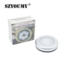 SZYOUMY 100 шт. светодиодный Ночной светильник с датчиком движения PIR, круглый светодиодный светильник для шкафа, энергосберегающий настенный светильник, светильник ing от 3 А батареи
