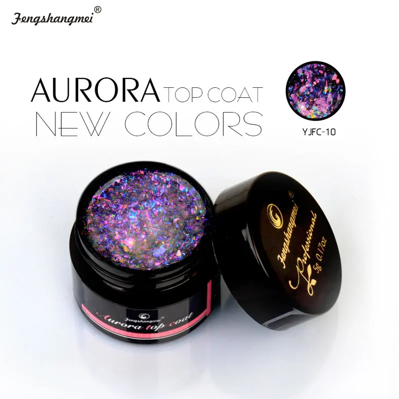 Fengshangmei 5g Aurora Gel Nail Polish Top Coat Hybrid Gel Varnish Clear UV Gellak Glittler Lacquer Art Vernis Semi Permanent