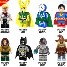 GUSUG 80 шт. PG8068 Super Hero Watchman Loki Superman Aquaman Batman Cyborg scarrow строительные блоки кирпичи подарок детские игрушки