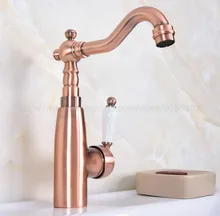 Deck Mounted Bathroom Basin Faucet Antique Red Copper Hot And Cold Bathroom Sink Mixer Taps znf631 Deck Mounted Bathroom Basin Faucet Antique Red Copper Hot And Cold Bathroom Sink Mixer Taps znf631