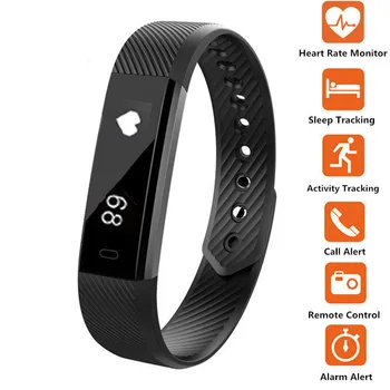 

Smart Band ID115 HR Bluetooth Wristband Heart Rate Monitor Fitness Tracker Pedometer Bracelet For Phone pk FitBits mi 2 Fit Bit